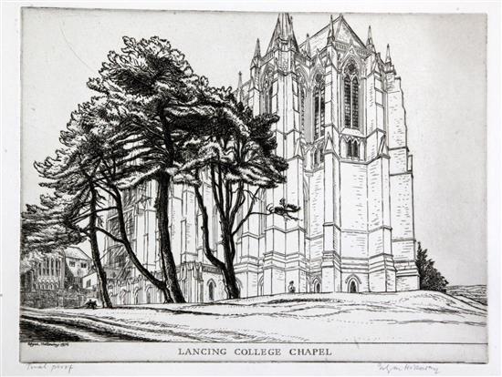 Edgar Holloway (1914-2008) Lancing College Chapel, 203 x 272mm. (2)